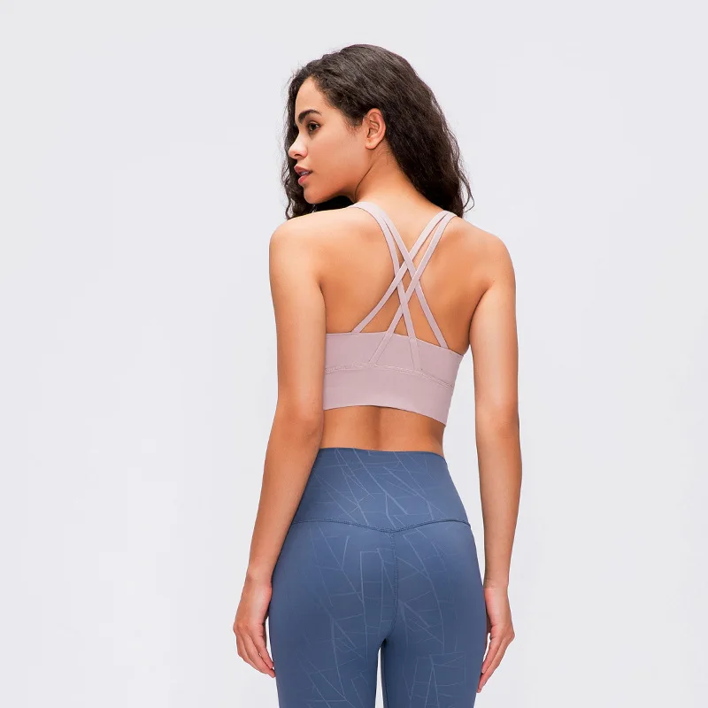 Xsunwing New Ladies Gym Fitness Apparel High Impact Cross Back Inside Padded Push Up Gym Sexy sport size woman yoga Bra WDQ2026