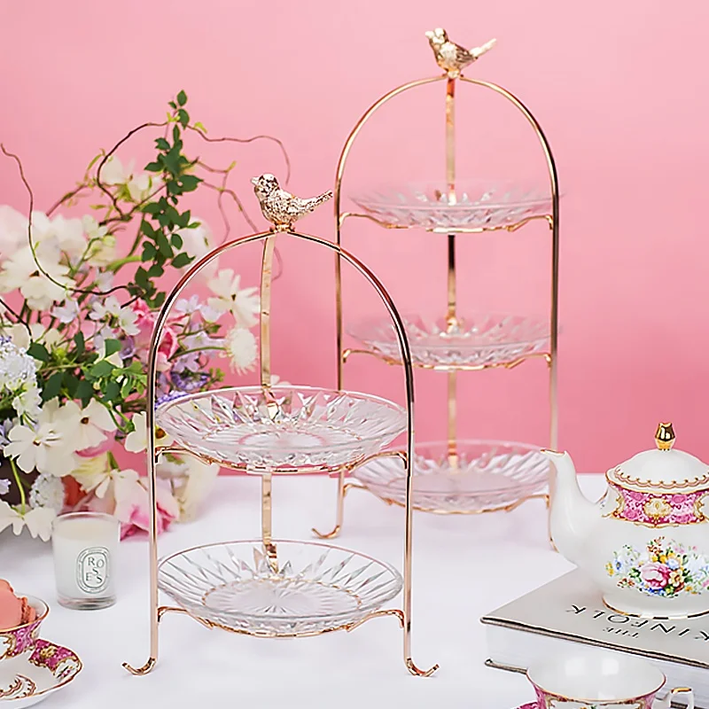 
gold crystal 2 3 tiers birdcage round metal glass wedding cake stand silver decorating acrylic cup cake stand set display stand 