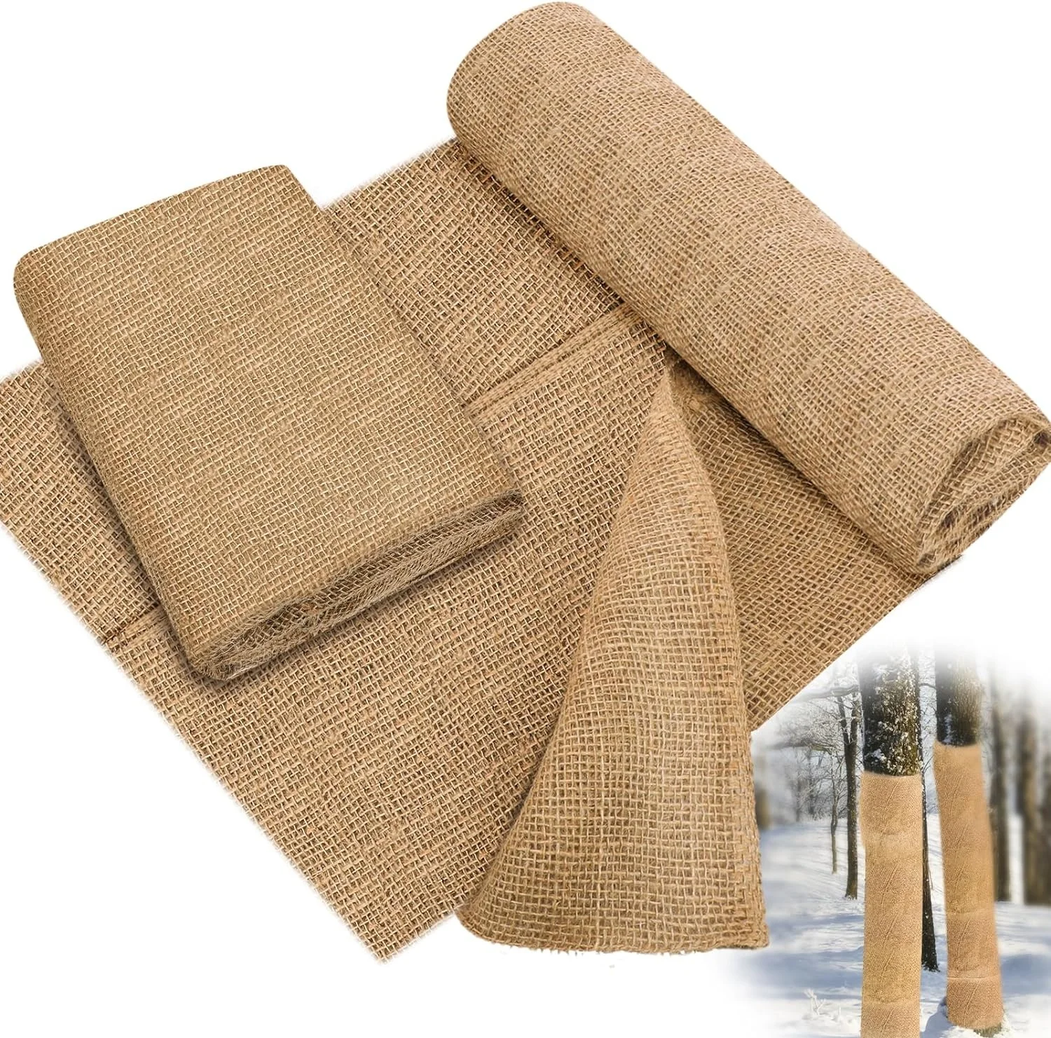 45 inch Width Winter Burlap Fabric Roll Jute Garden Fabric for Outdoor Garden Plants Tree Covering