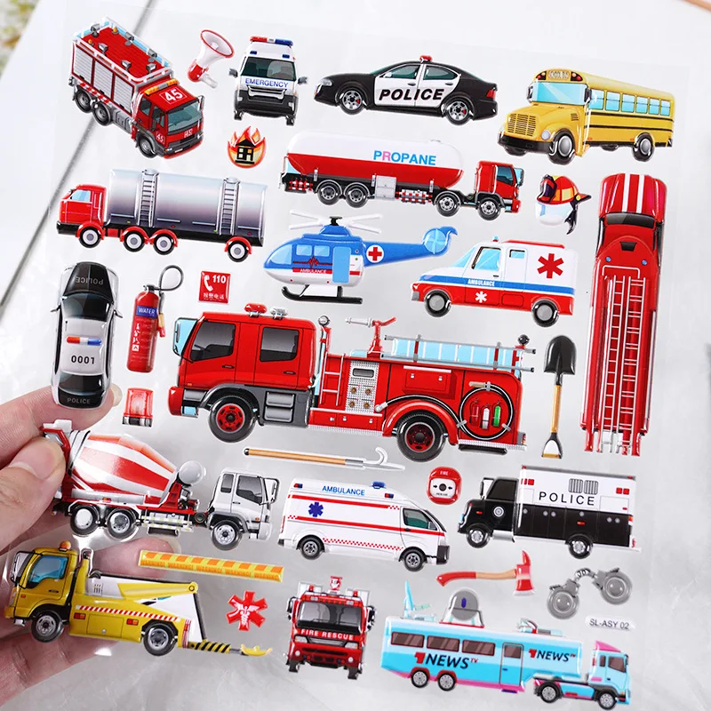 Double layer Transport tools AUTO sticker Puffy sticker play set simple silence book sticker collection