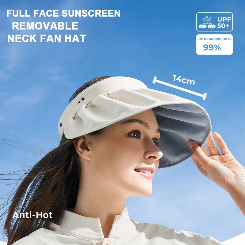 UV blocking rate neck hat fan Usb Charging outdoor Ultra-light neck fan hat 3 in 1 Leafless Bladeless Hanging neck fan