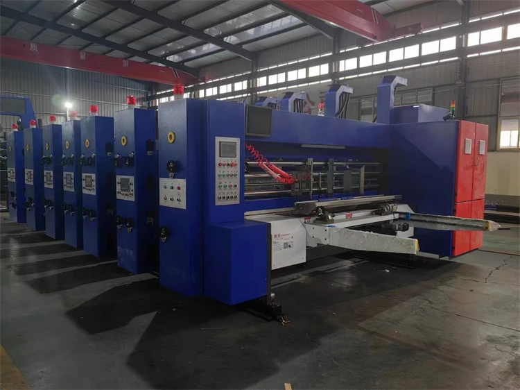 automatic 4 color printing slotting die cutting flexo printer slotter with folder gluer machine