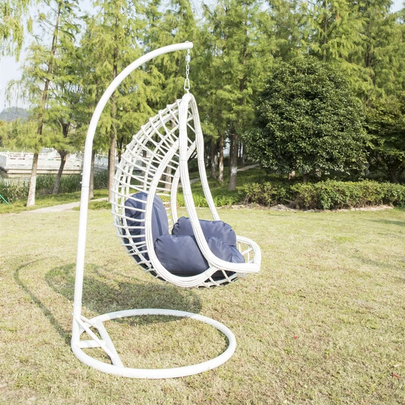 Hanging Curved Chaise Lounge Chair Swing for Backyard indoor outdoor Patio Porch hammock durable wicker rattan weave metal frame