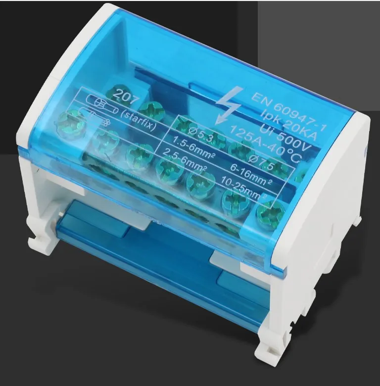 Power Distribution Box Terminal Block   Rail Brass Busbar Connector Universal Connection Junction Box 207 211 215,407 411 415