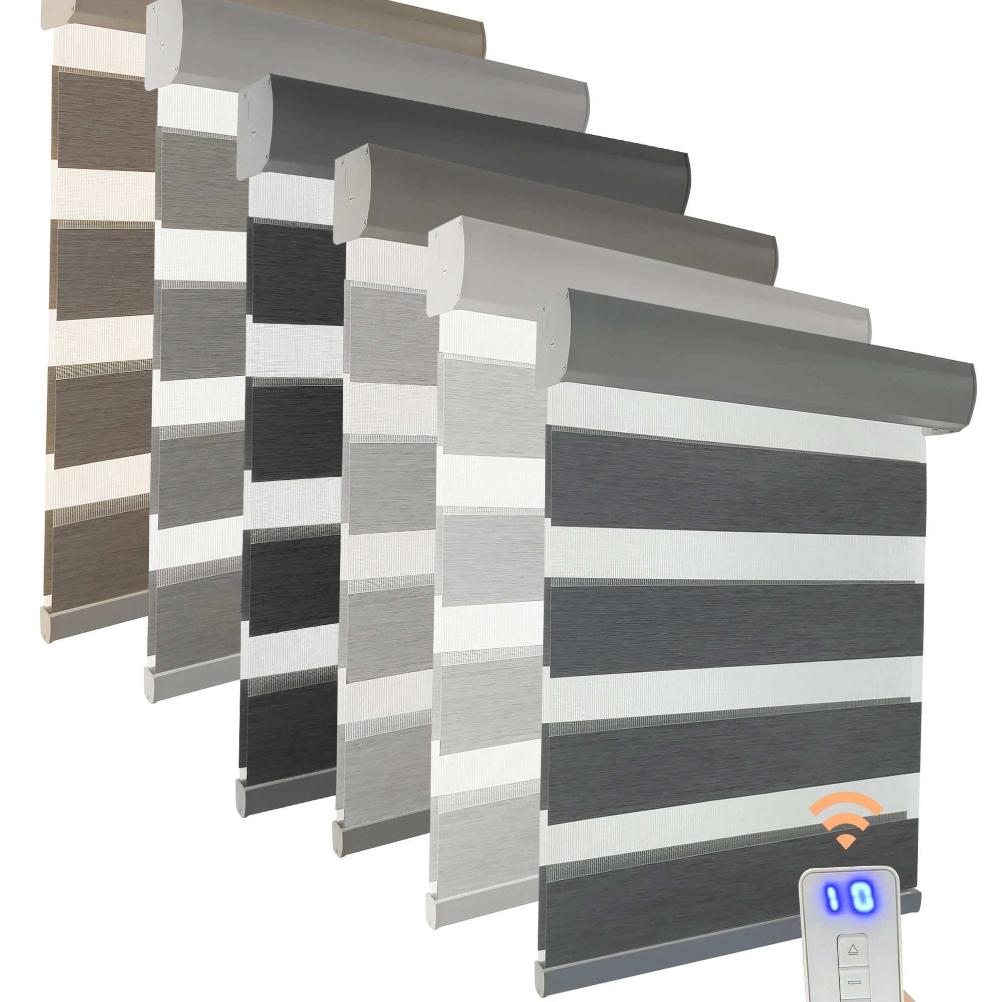 tuya smart wifi zigbee electric roller blind motorized double layers zebra window blinds motorized blinds