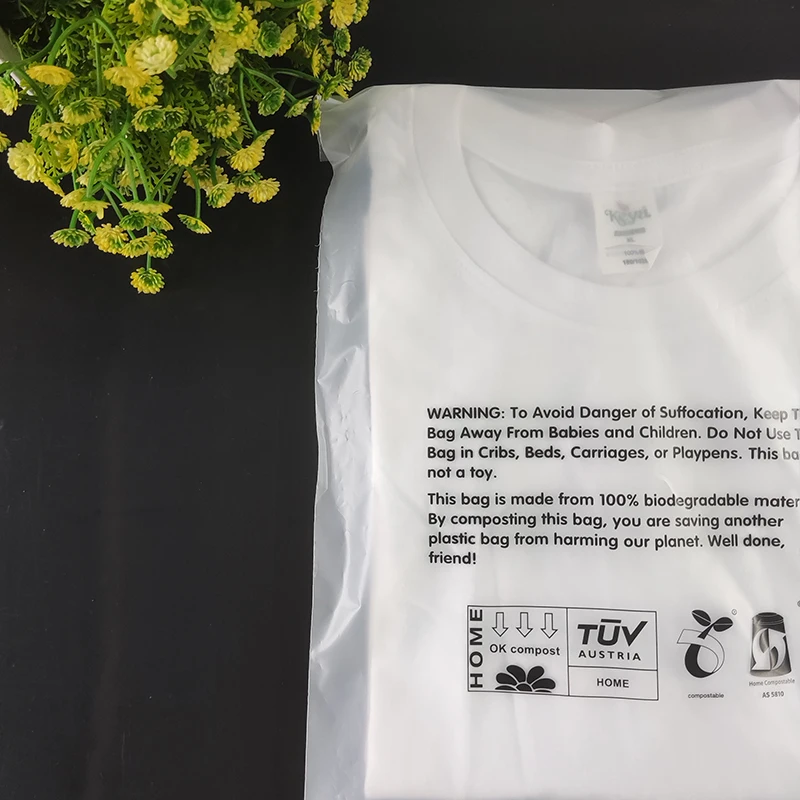 Compostable clear transparent plastic biodegradable self adhesive courier poly bags for food packaging