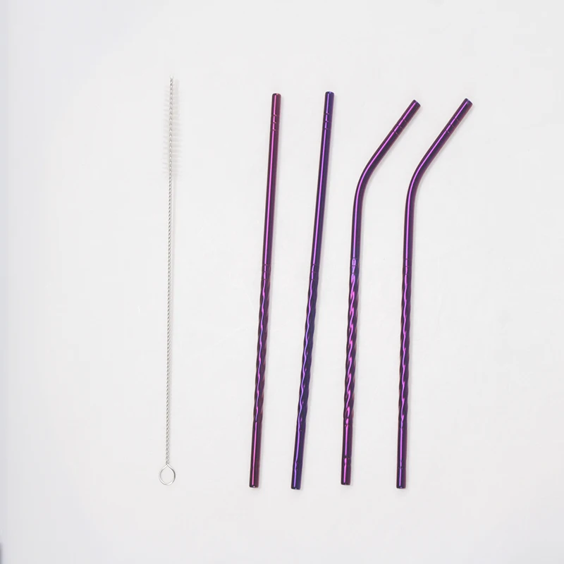 
New Reusable Stainless Steel Drinking Straws Black Metal Beverage Pipette 