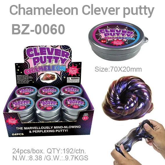 24 Pieces One Box Clear Transparent Chameleon Glow Neon Clitter Clever Putty BOUNCING PUTTY