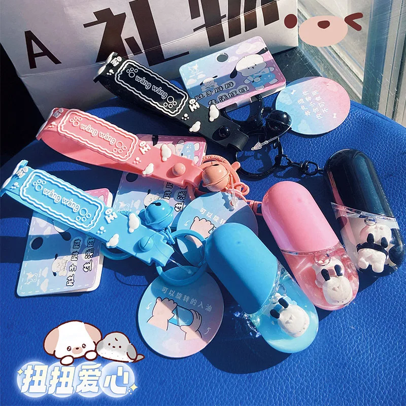 2023 New Series Rotate Twist Capsule Loving Heart Keychain Acrylic Plastic Pendants Oil Floating Liquid Keyring