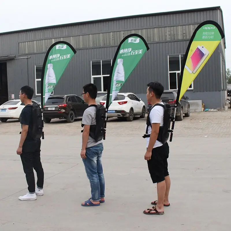 hot sale outdoor advertising banner human printed feather backpack flag