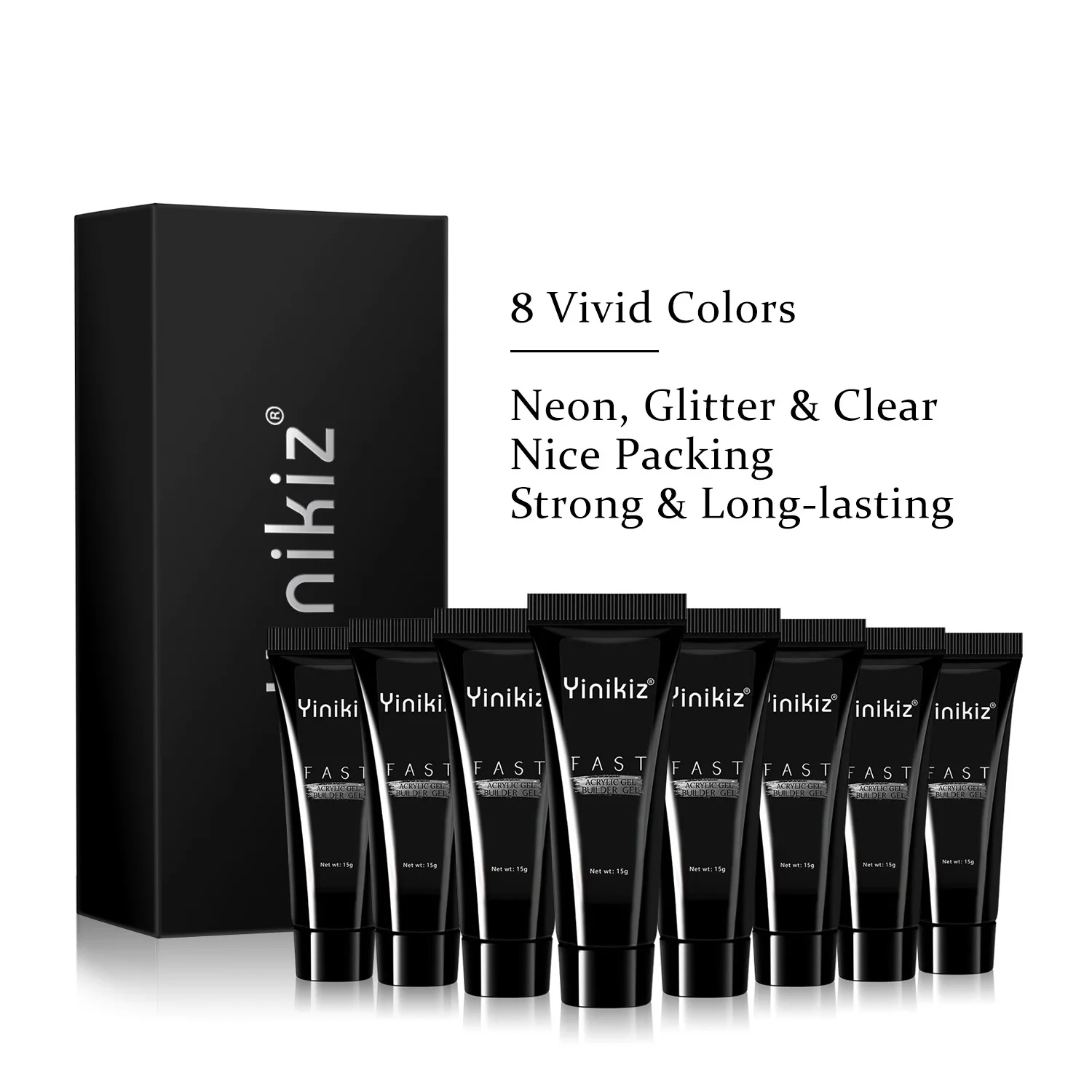 Poly UV Gel Nails Kit with Lamp Transparent Gel Quick Building Nail 8 Color 1kit Poly UV gels set