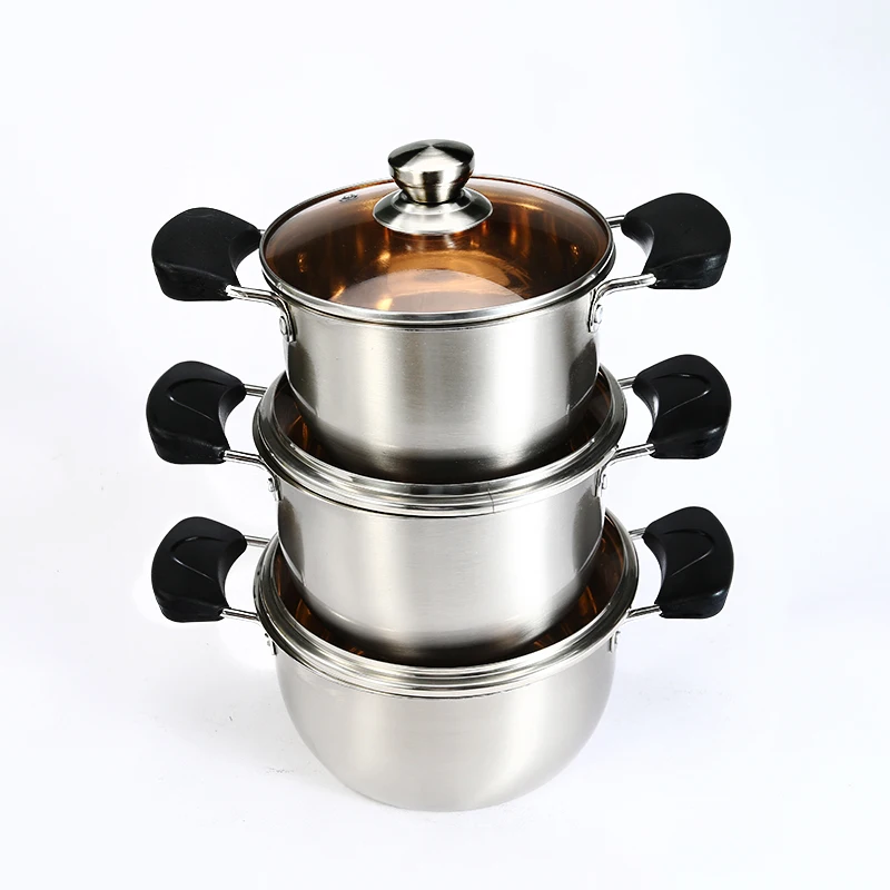 Kitchen die cast casserole cookware set stainless steel insulated hot pot with glass lid
