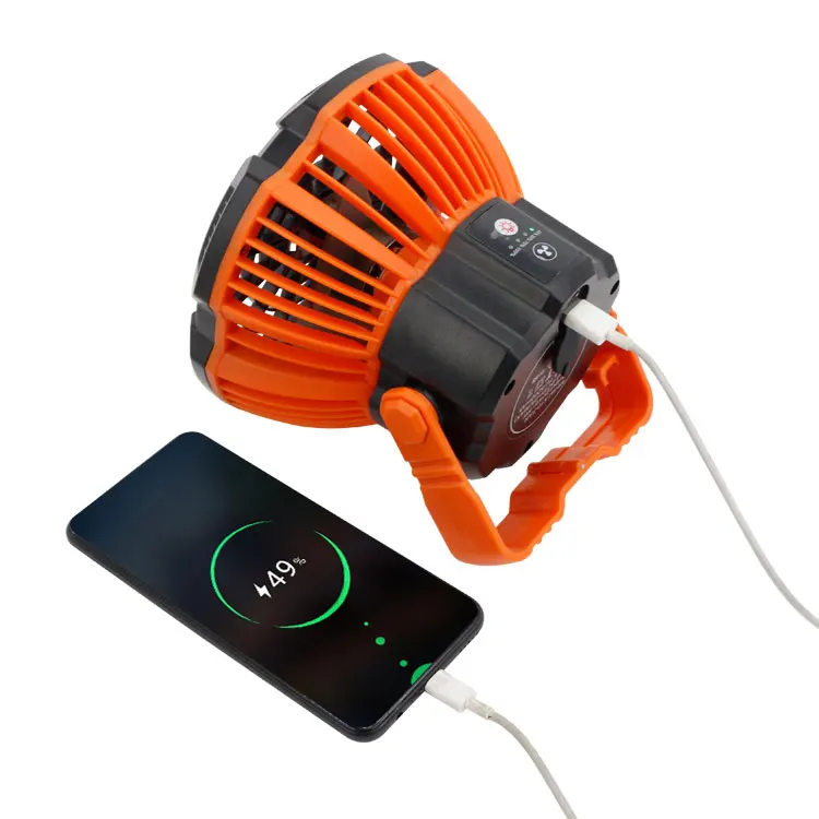 Cool&Brightness LED Portable power bank fan Indoor/outdoor Electric fan with mini Light camping fan light for tent hiking