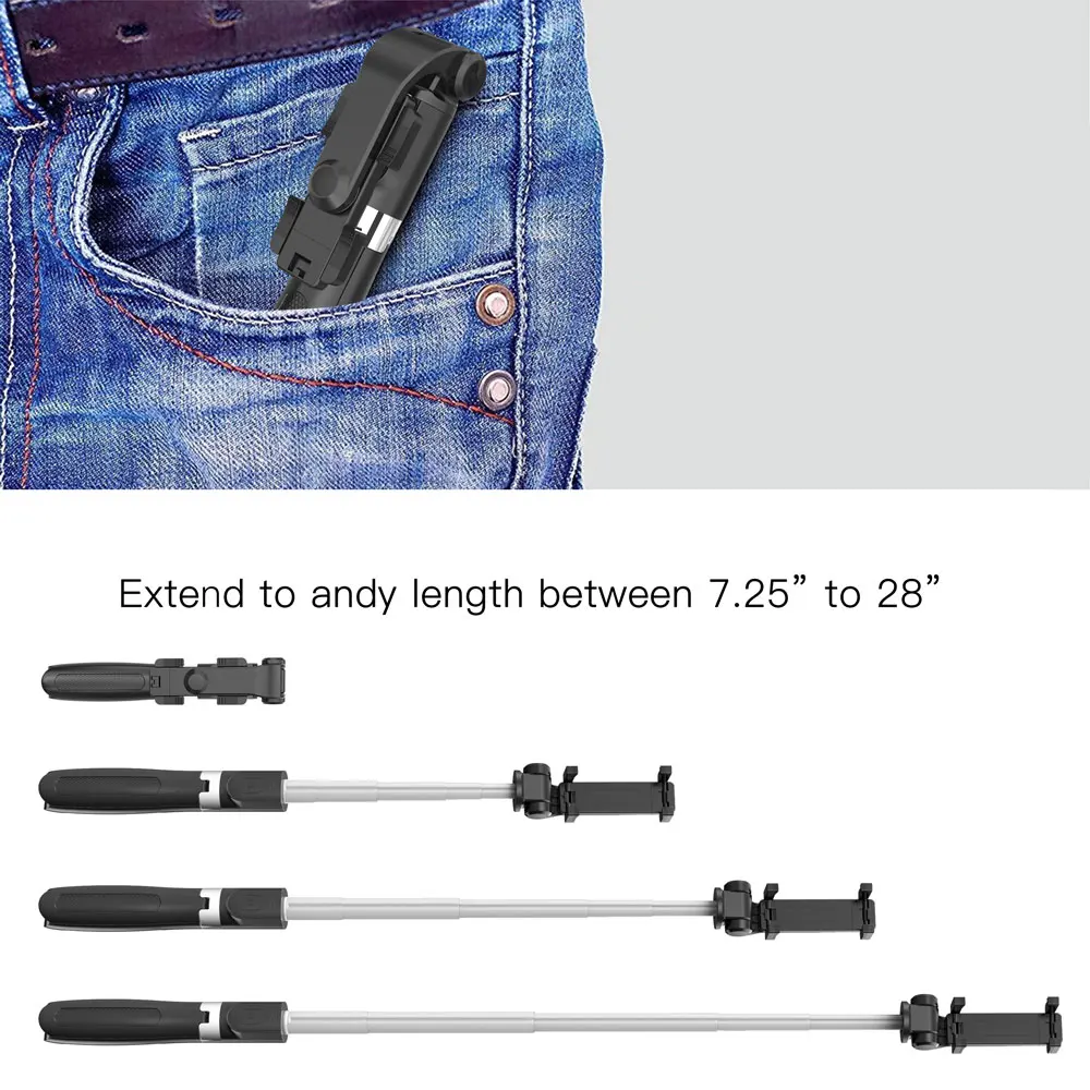 2021 L01S Штатив для селфи с беспроводным пультом дистанционного управления затвором 4 в 1 для смартфона Gopro камеры