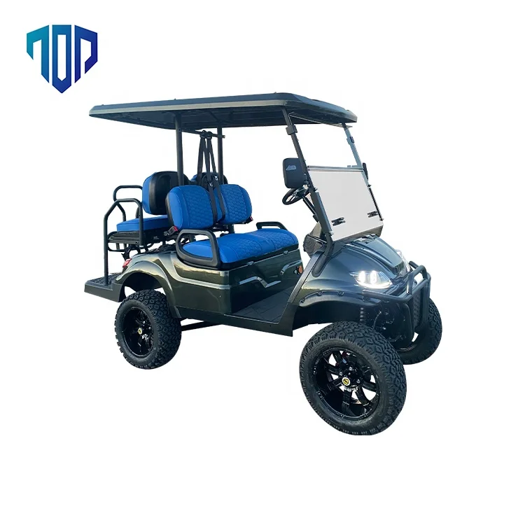 Electric Golf Carts New Design 2+2 Seat Convertible Sightseeing Car 48V Four Wheels Blue