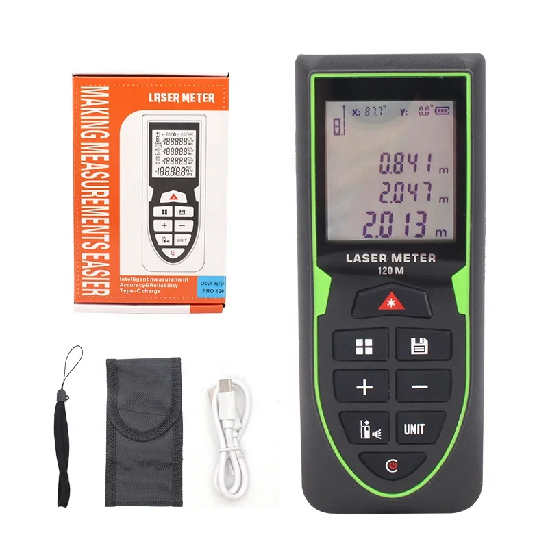 Outdoor 70m popular measure tape laser GREEN volume measuring device with USB charger