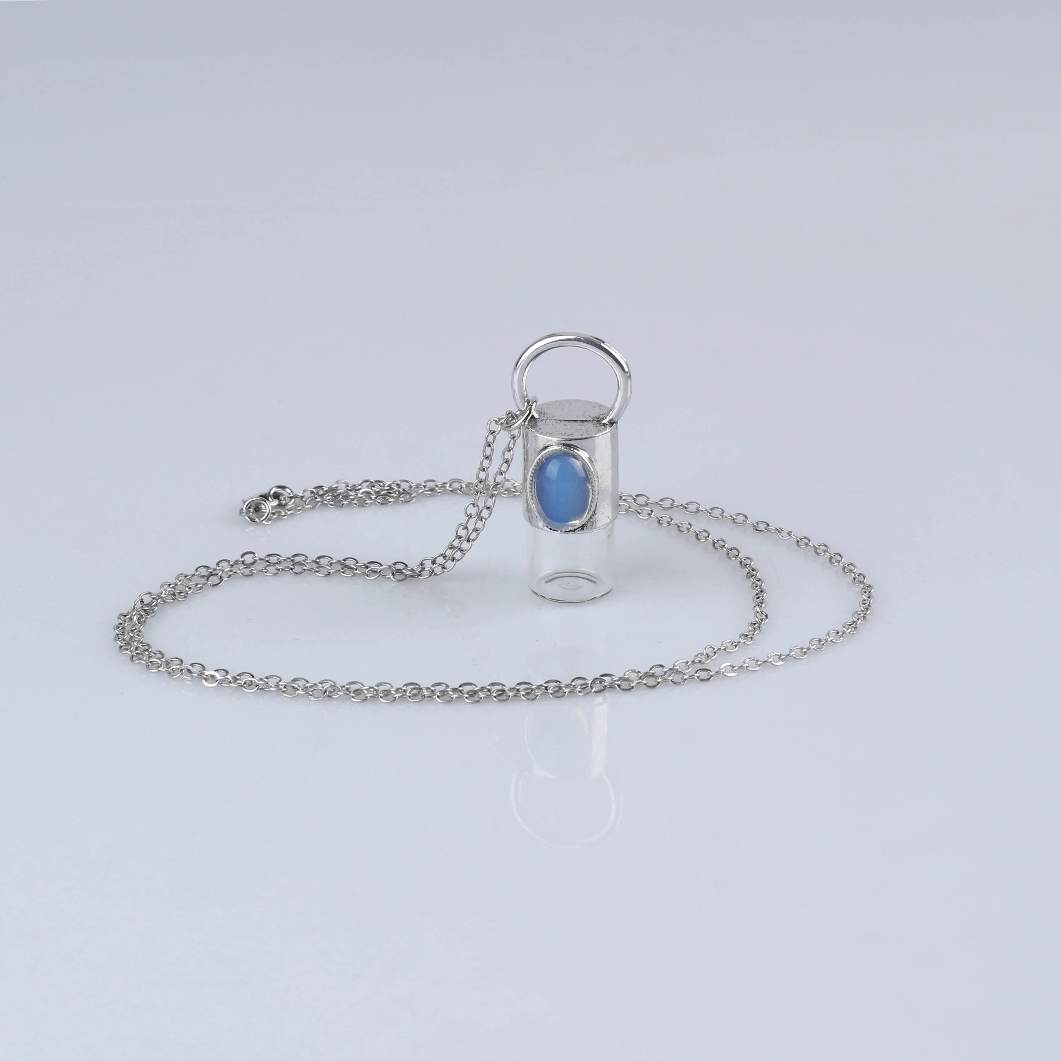 Rose Quartz Raw Crystals Crystal Gemstone Pendant Chain Mini Bottle Perfume Necklace