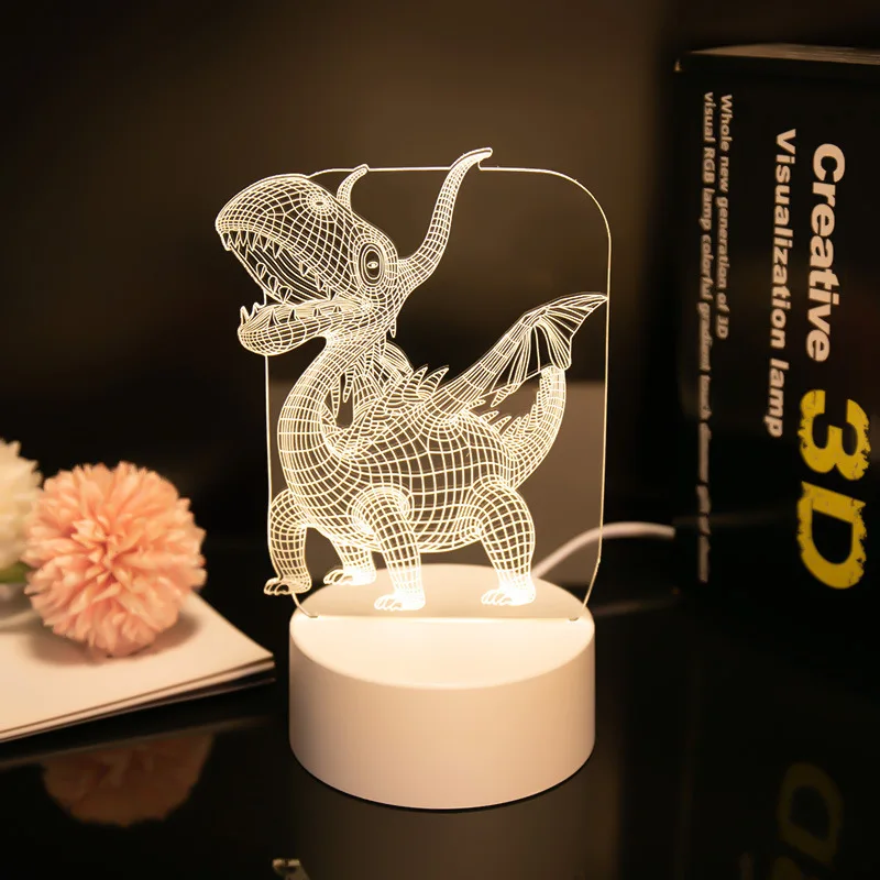 Creative LED Night Lamp Illusion Acrylic Desk Lamp Custom Design 3D 40 Bedroom Light Modern 80 Led Lights Glow in The Dark Notes