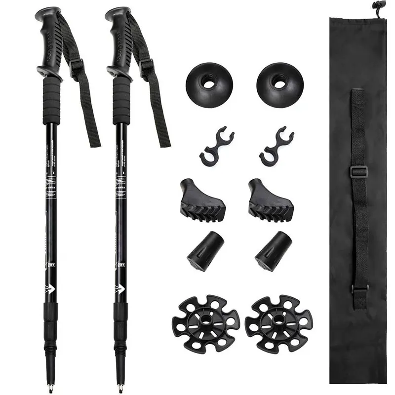 Outdoor Travel Hiking Pole Set Ultralight Three Straight handle Trekking Stick Set Adjustable telescopic Aluminium Trekking Pole