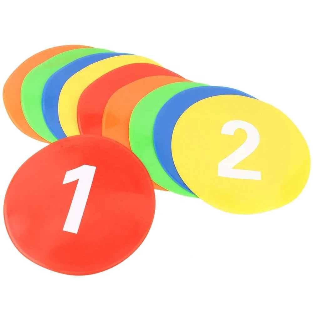 Set of 10 Flat Cones Spot Markers Soccer Basketball Sports Cones Speed Agility Training Cones