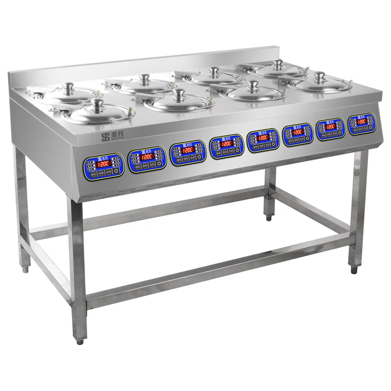 Full-automatic gas range microcomputer control cooking range commercial gas electric version 6-head Pot burner Stove