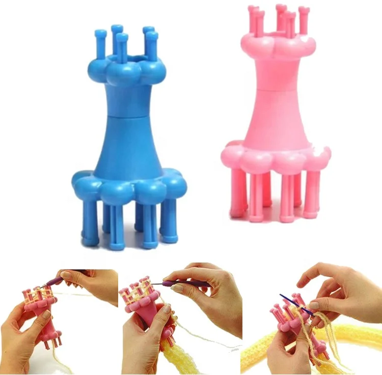 Double head spool loom  French plastic knitter DIY weaving tools for Rope Knitting