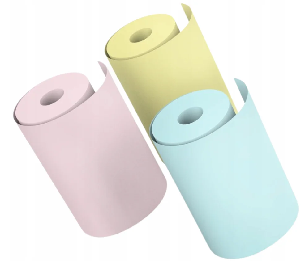 3PCS/Bag Pink Blue Yellow 57*25 mm Camera Thermal Paper Waterproof Receipt Paper for Mini Pocket Photo Printer Cash Paper