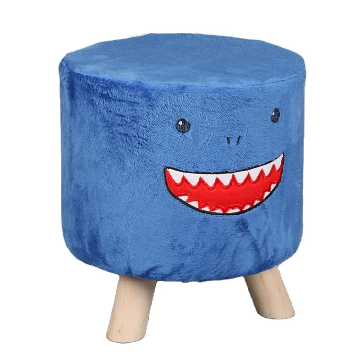 New Design Round Children Outdoor Footstool Velvet Storage Ottoman Pouf Stool In Wood