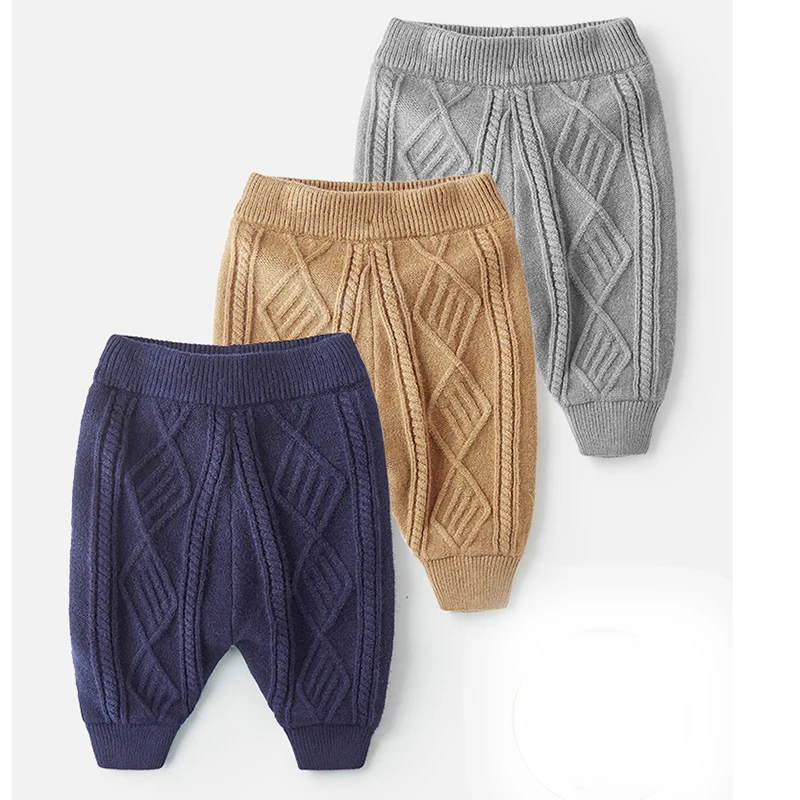 
Wholesale Baby Knitting Pants Newborn Cotton Baby Loose cable Pants 