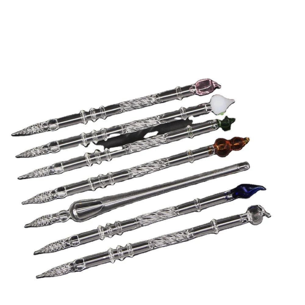 Calligraphy Writing Tools Empty Fountain Ink Pen Kits Creative DIY Liquid Flower Transparent Glass Dip Pen