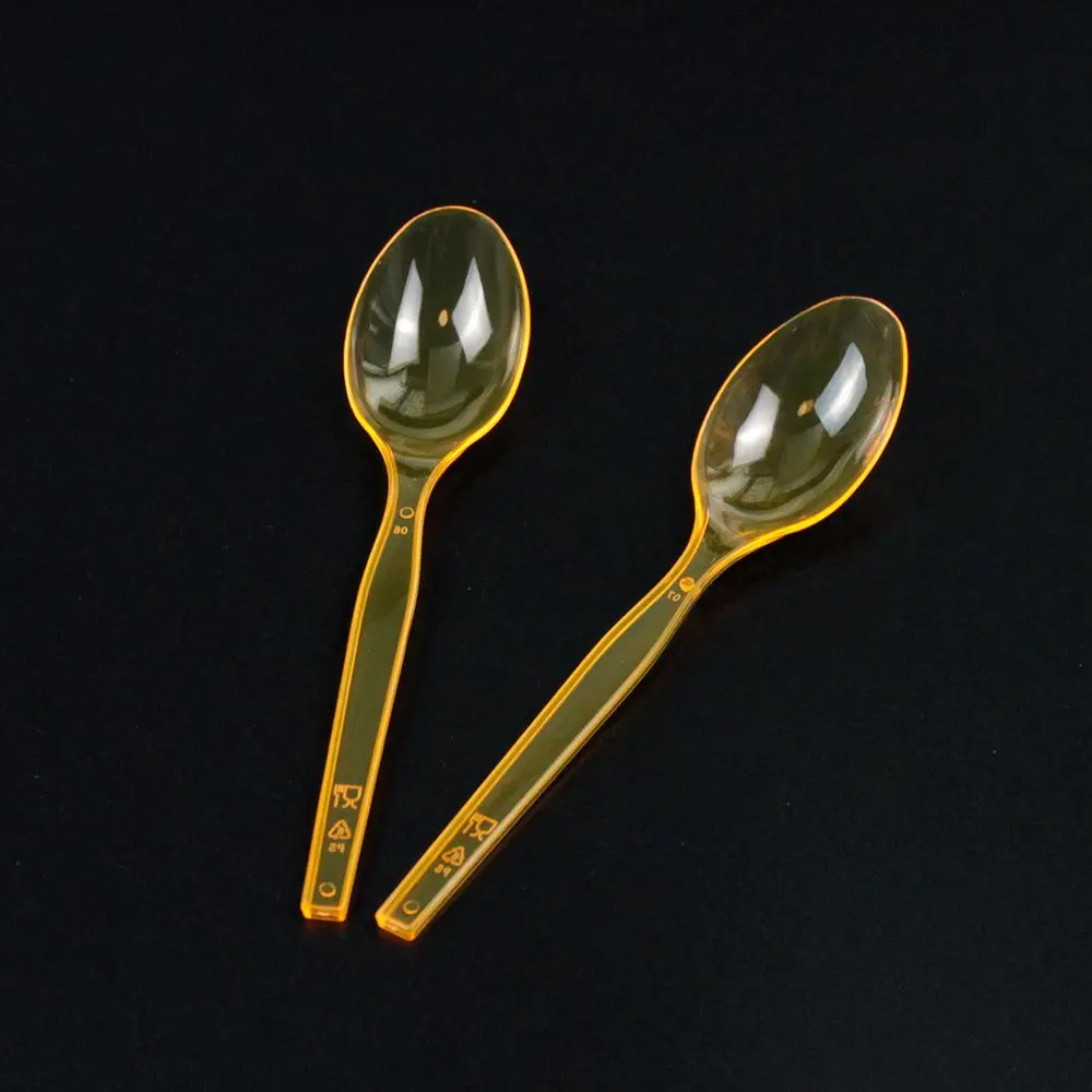 Custom Color Disposable Plastic Cutlery 2.7g PS Orange Spoon for Dessert