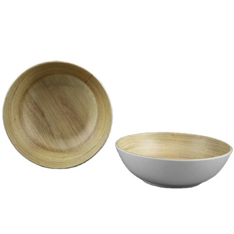 Bamboo Pattern Grain Salad Dinner Bowls Dishes Plates Dishwasher Safe Food Grade Melamine Plastic Cookware Tableware Sets