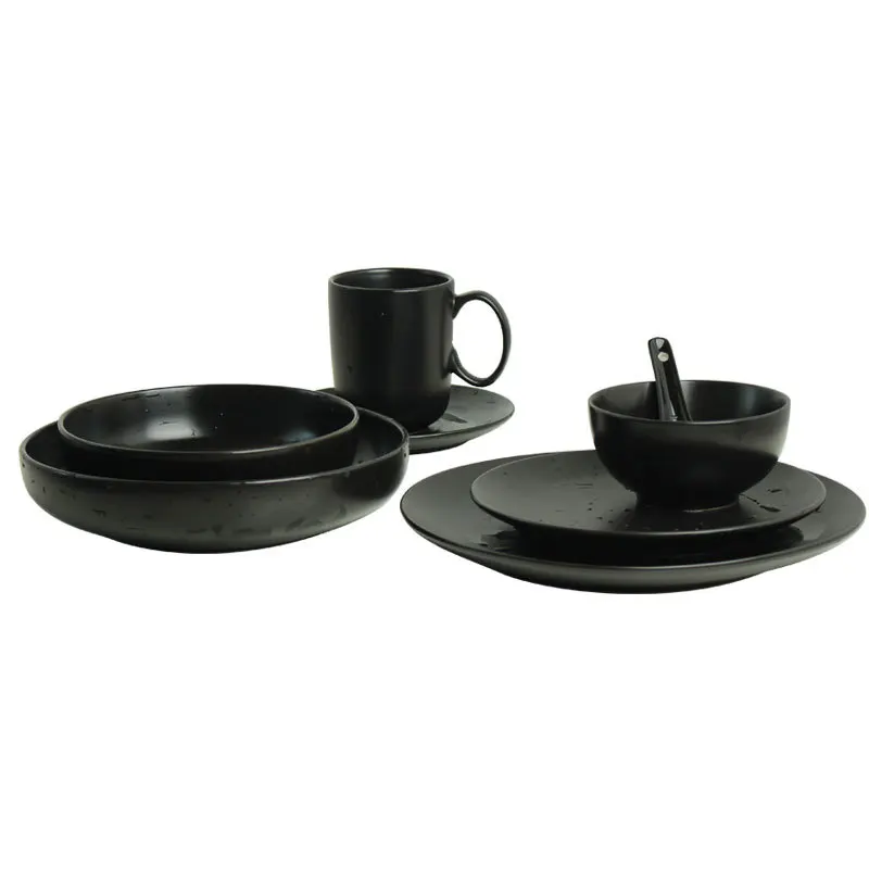 Wholesale black matte dinner stoneware plates used in wedding restaurant hotel events