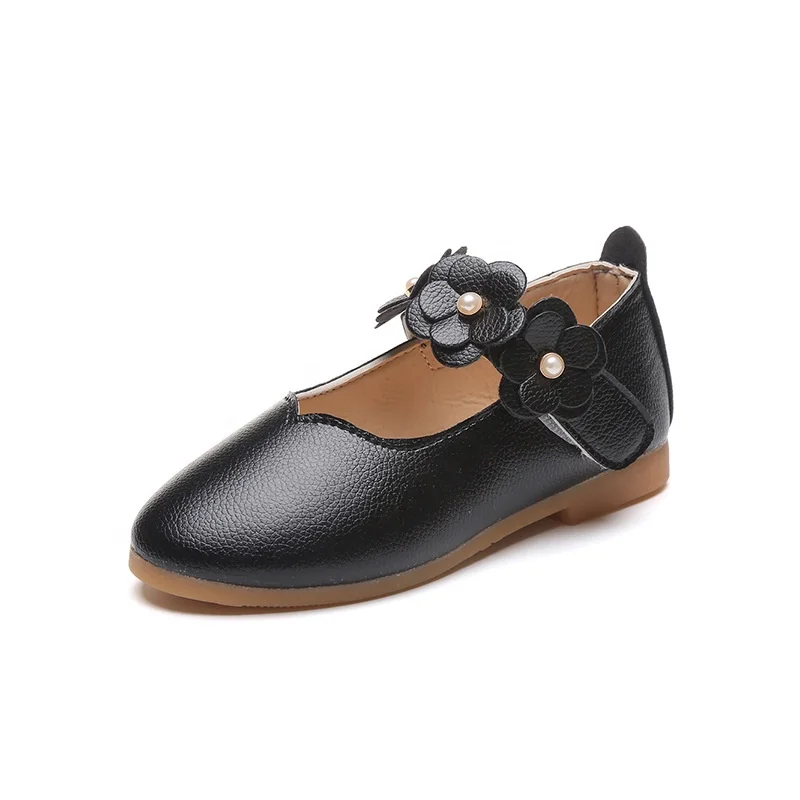  Cute kid girl princess flower ballerinas shoes leather