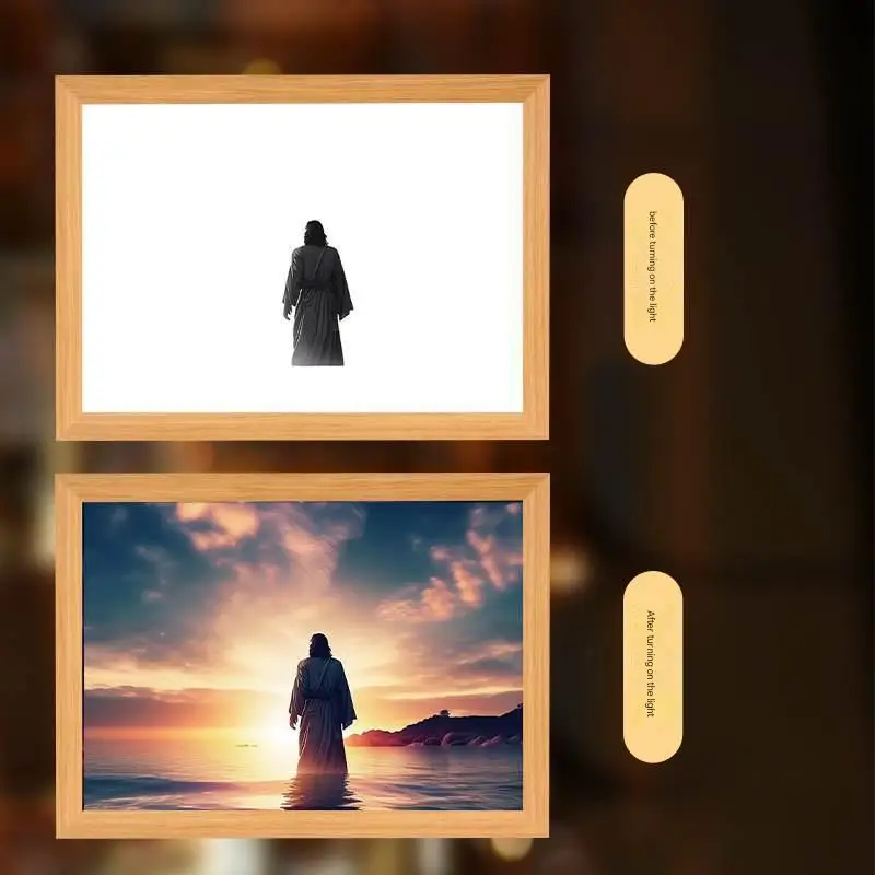 Hot selling light painting picture 8-inch a4 wood frames artwork family photo frame wood frames wholesale for home decoration