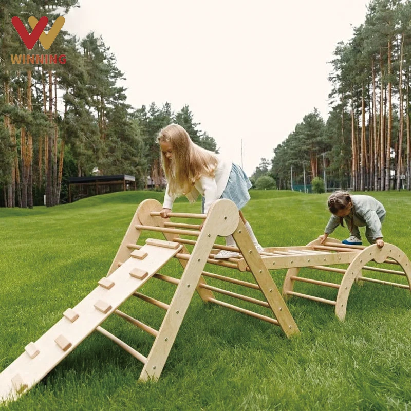 Piklers Triangle Sets Foldable Wooden Pickler Climbing Triangle Ladder With Ramp Sliding Indoor Kids Play GYM Playground