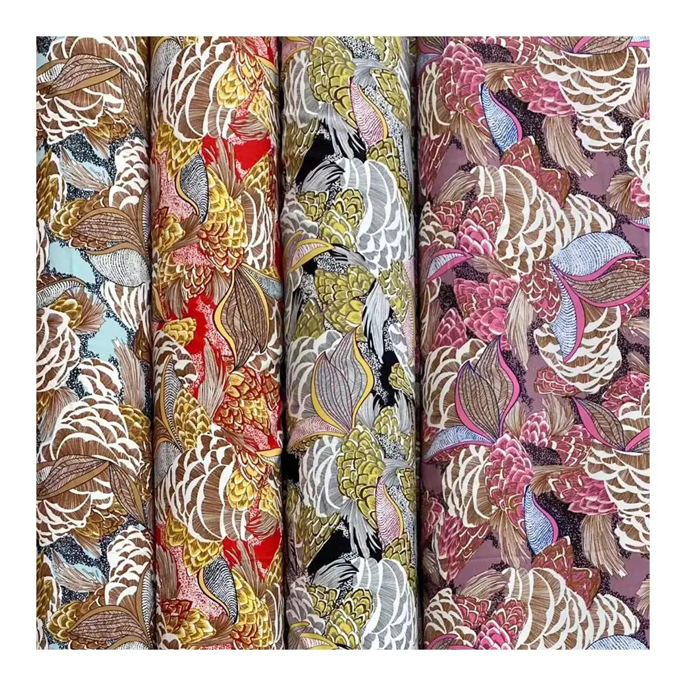 Super cheap 120gsm woven 4-way 75D 100D polyester spandex printed four 4 way stretch fabric for dress