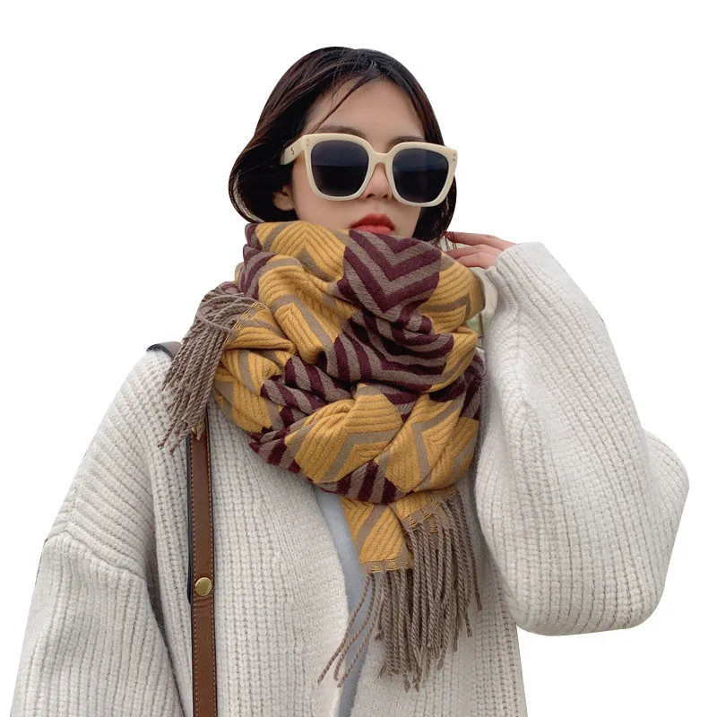 Wholesale Fashion Lady  High Quality Acrylic Long Shawl For Women Custom Plaid Scarf In Stock