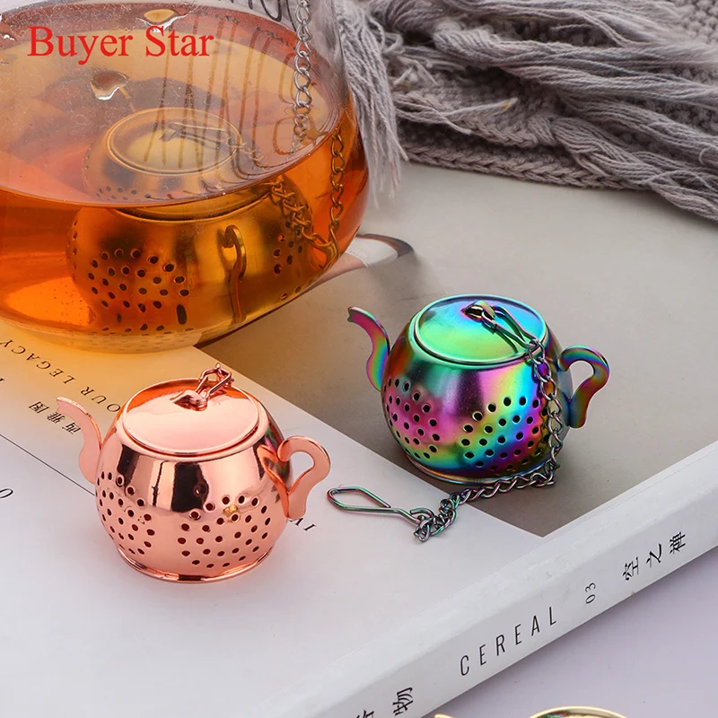 Stainless Steel 304 Teapot Shape Tea Ball Strainer Loose Leaf Tea Drain Infuser Filter