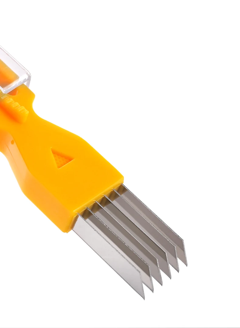 Manjia New Multifunction Stainless Steel Vegetable Onion Chive Scallion Cutter with Plastic Handle Manual Onion Garlic Cutter