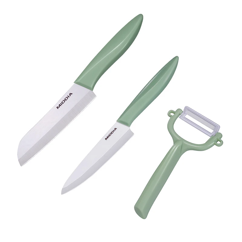 Ceramic Food Cutter 5 inch Kitchen Knives Set Three-piece Baby Food Fruit Knife 4.5 Inch PP Handle With Peeler