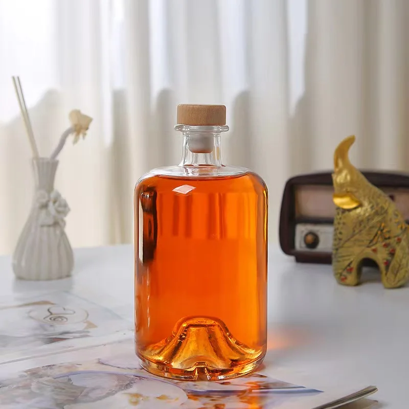 Liquor Vodka Tequila Bottle sealed Cork Cap 750ml Glass Bottle Wholesale Glass Juice Bottle