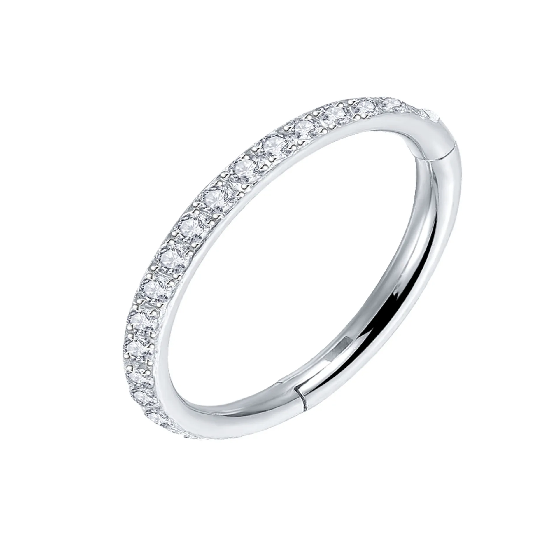 New Arrival 1.2*10mm G23 Titanium Septum Clicker Piercing With Pyramid Design Hinged Segment Eyebrow Helix Tragus Cartilage