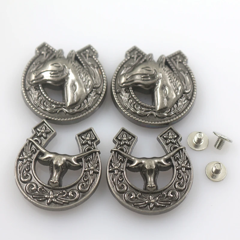 Fashion new design alloy metal horse buffalo pattern conchos screw back leather belt hardware