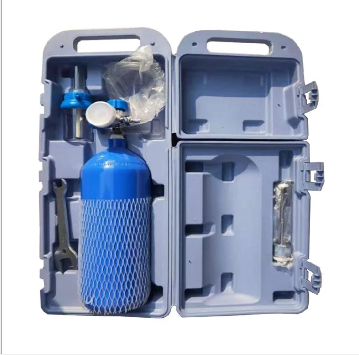 Manufacturers supply stock 2L oxygen box with polished manganese steel 2L seamless gas cylinder and complete accessories