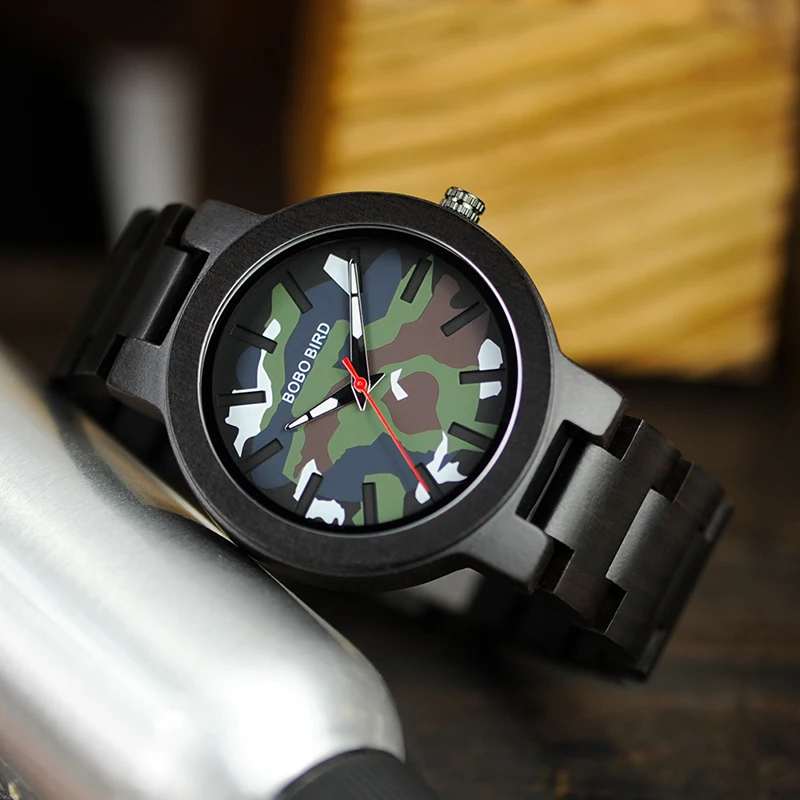 BOBO BIRD Vintage Unisex Watch with Wooden Band Fashion Sport Style with Luminous and Waterproof Features Quartz Movement