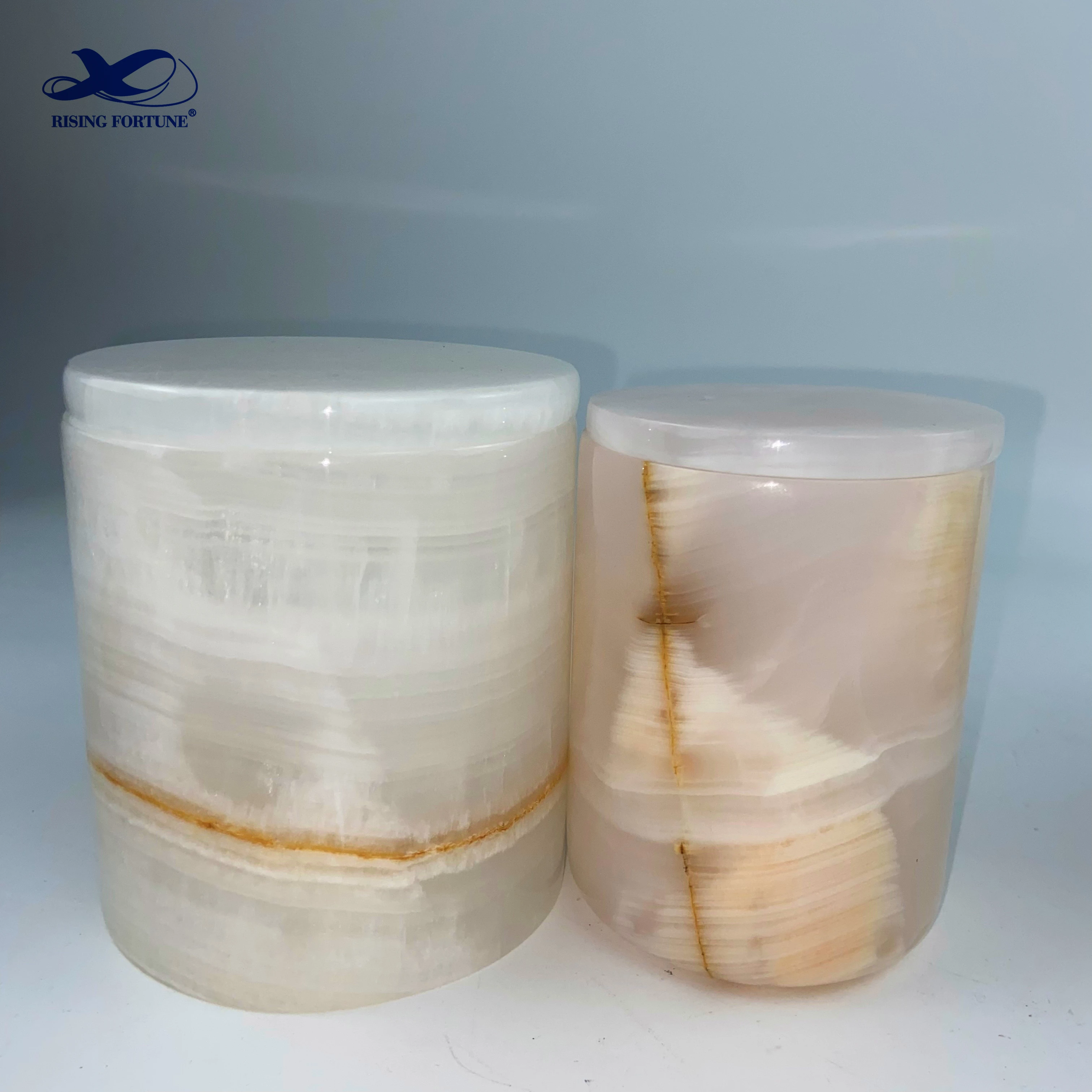 RF Natural onyx marble Candle Holder Stone Aromatherapy Scented Round Candle Jar With Lid Holiday Wedding Party Indoor Home