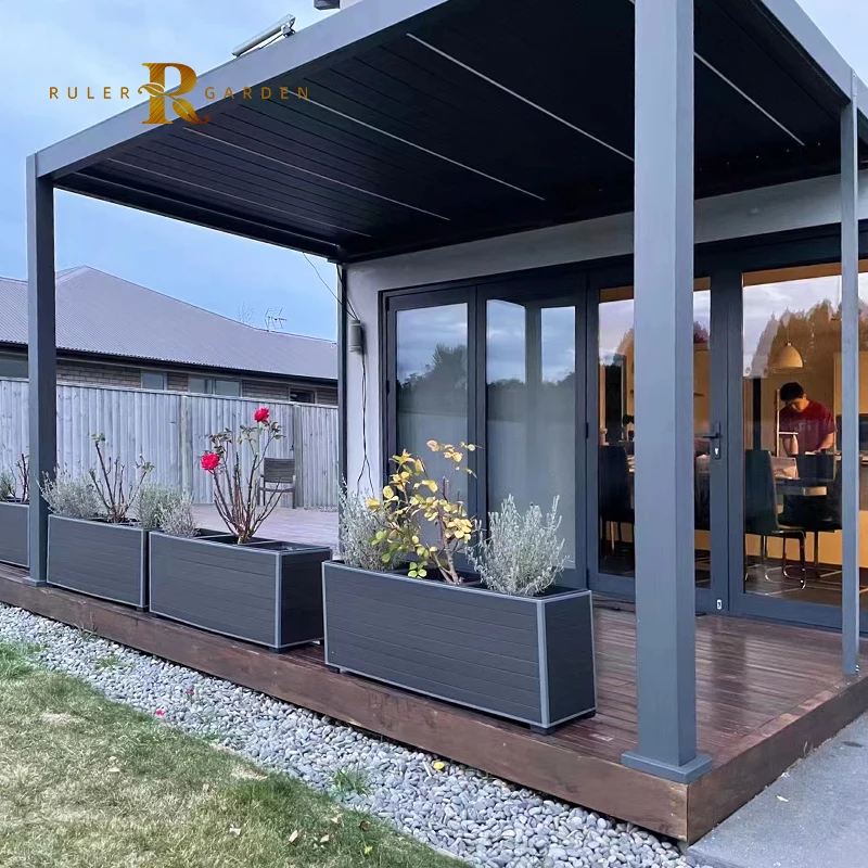 Modern Automatic Aluminium Pergolas Patio Garden Outdoor Electric Pergola Motorized Waterproof Sunroom Bioclimatic Louver Roof