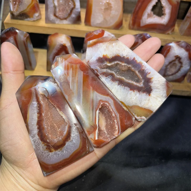 Wholesale Healing Natural Stones Reiki Crystal Crafts Polished Carnelian Druzy Points For Decoration
