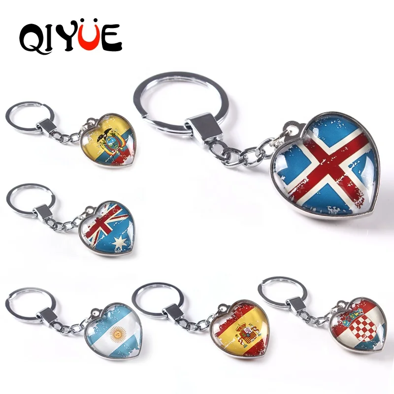 
Cheap Customize Photo Double-sided Islam Country Crystal Glass Car Keychains 